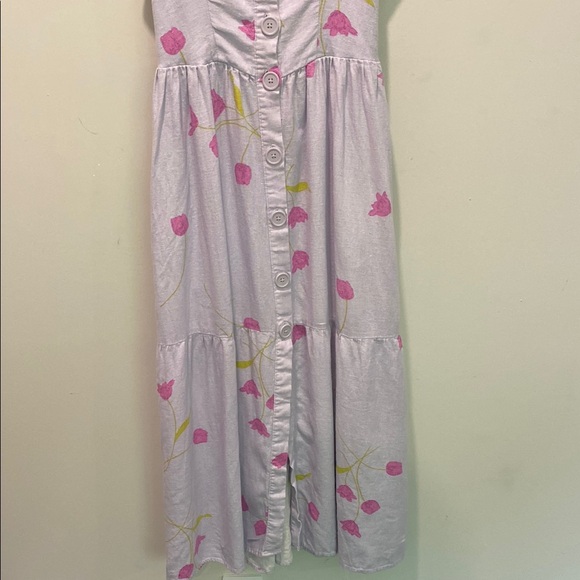 Urban Outfitters Linen Dress Midi Floral Print Dress Size Medium - Picture 7 of 16